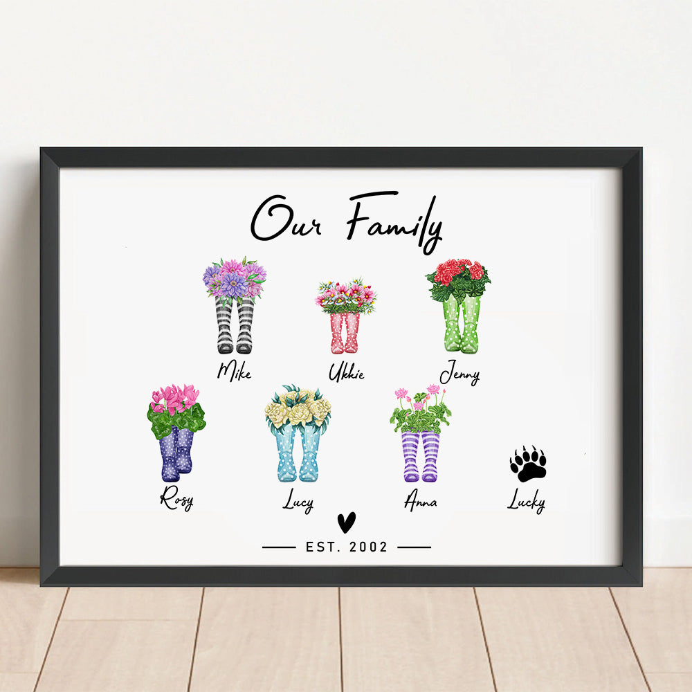 Custom Flower Welly Boots Print for Family