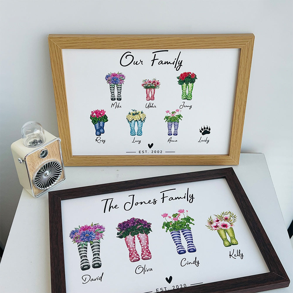 Custom Flower Welly Boots Print for Family