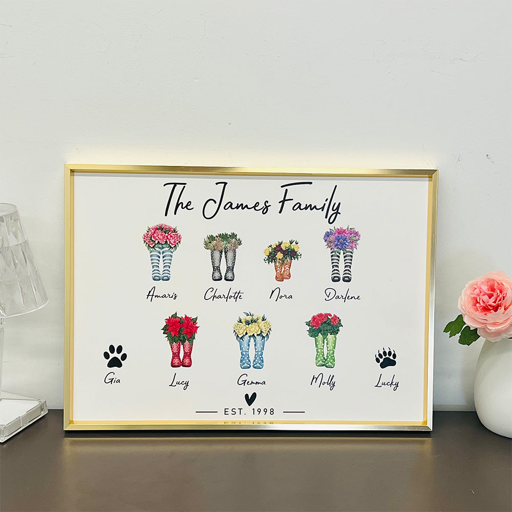 Custom Flower Welly Boots Print for Family