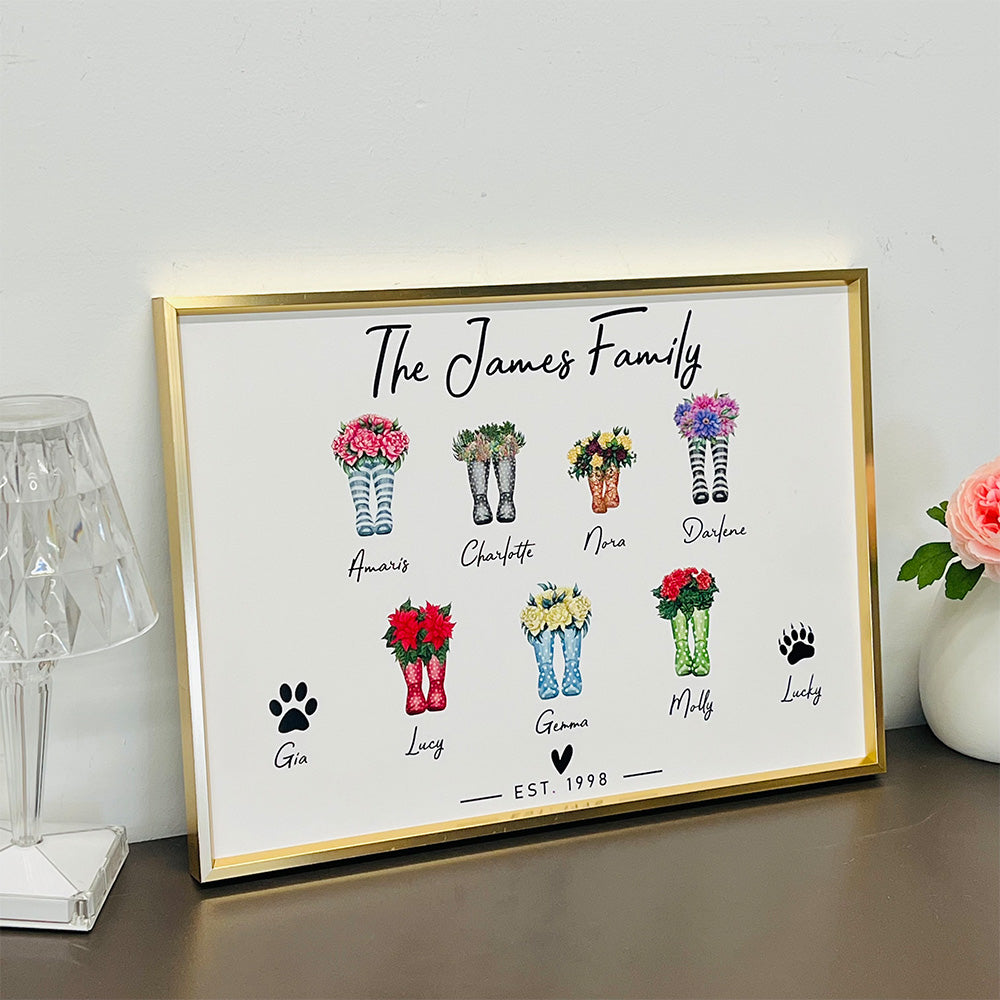 Custom Flower Welly Boots Print for Family