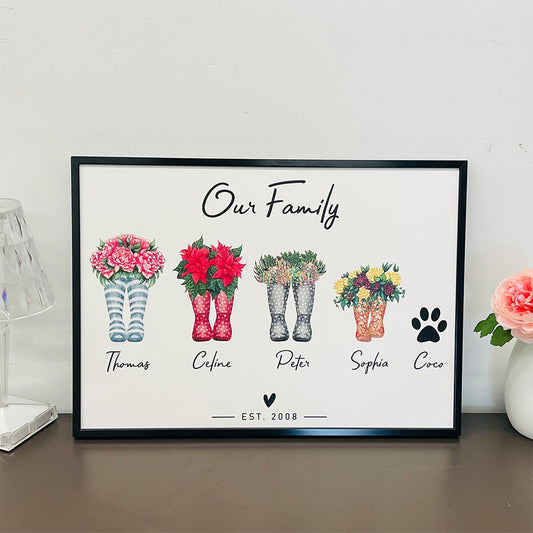 Custom Flower Welly Boots Print for Family