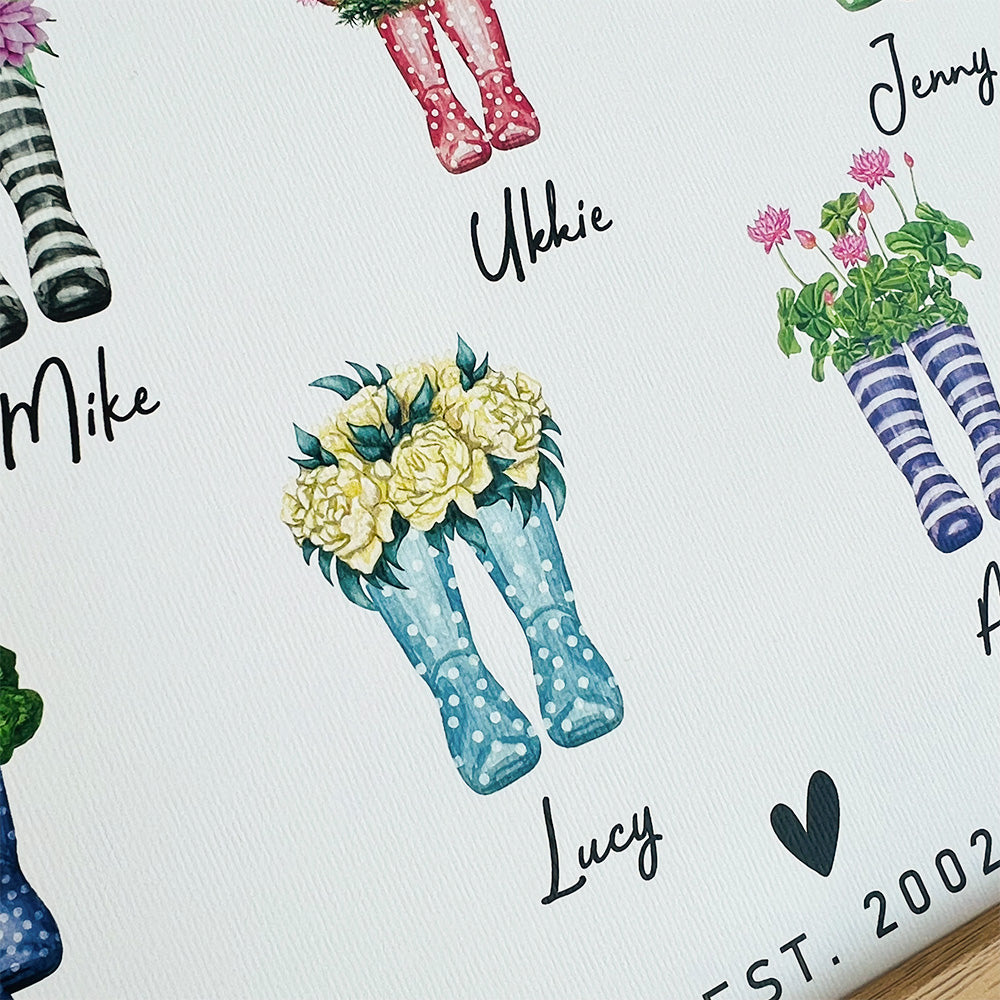 Custom Flower Welly Boots Print for Family