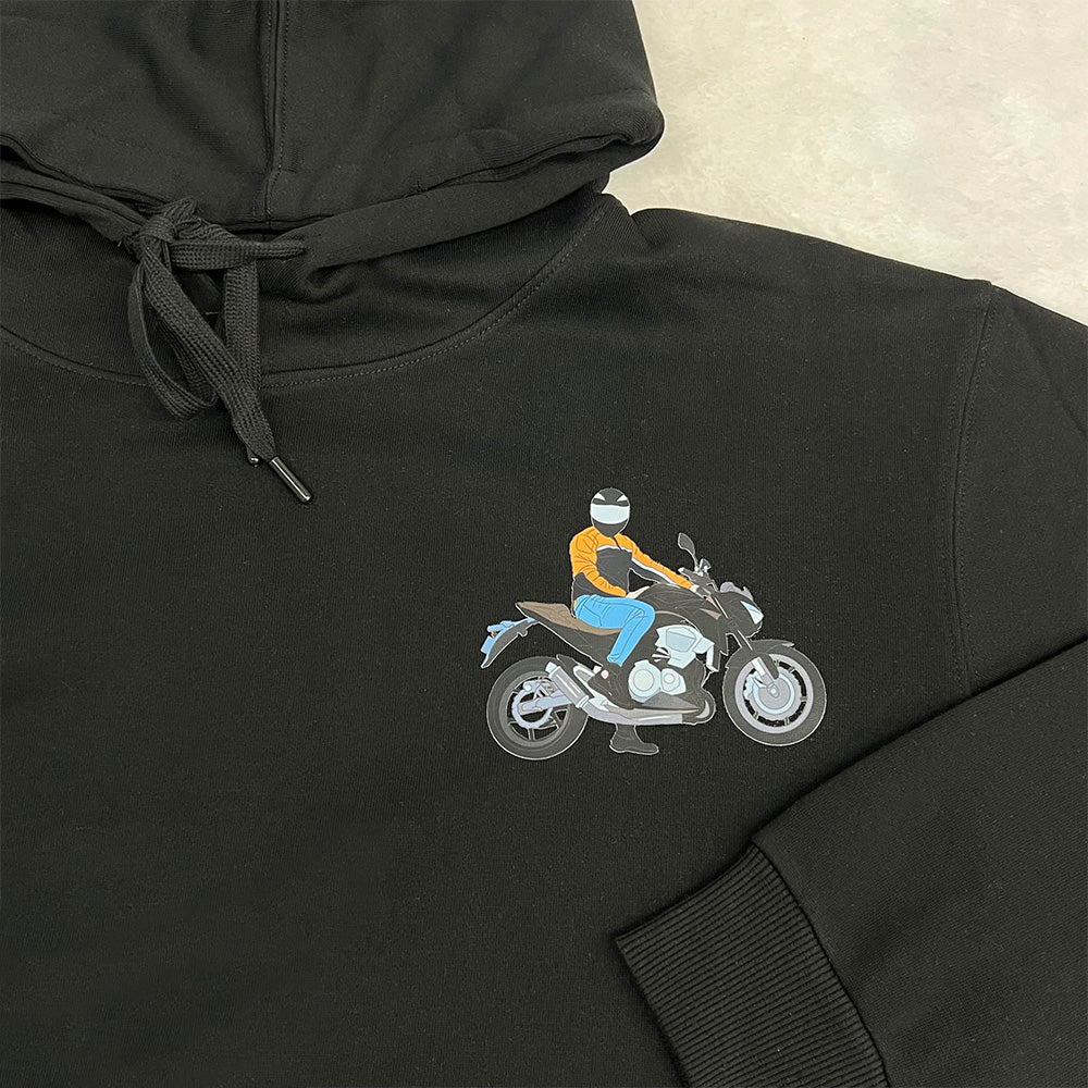 Custom Motorcycle Drawing Embroidery Sweatshirt