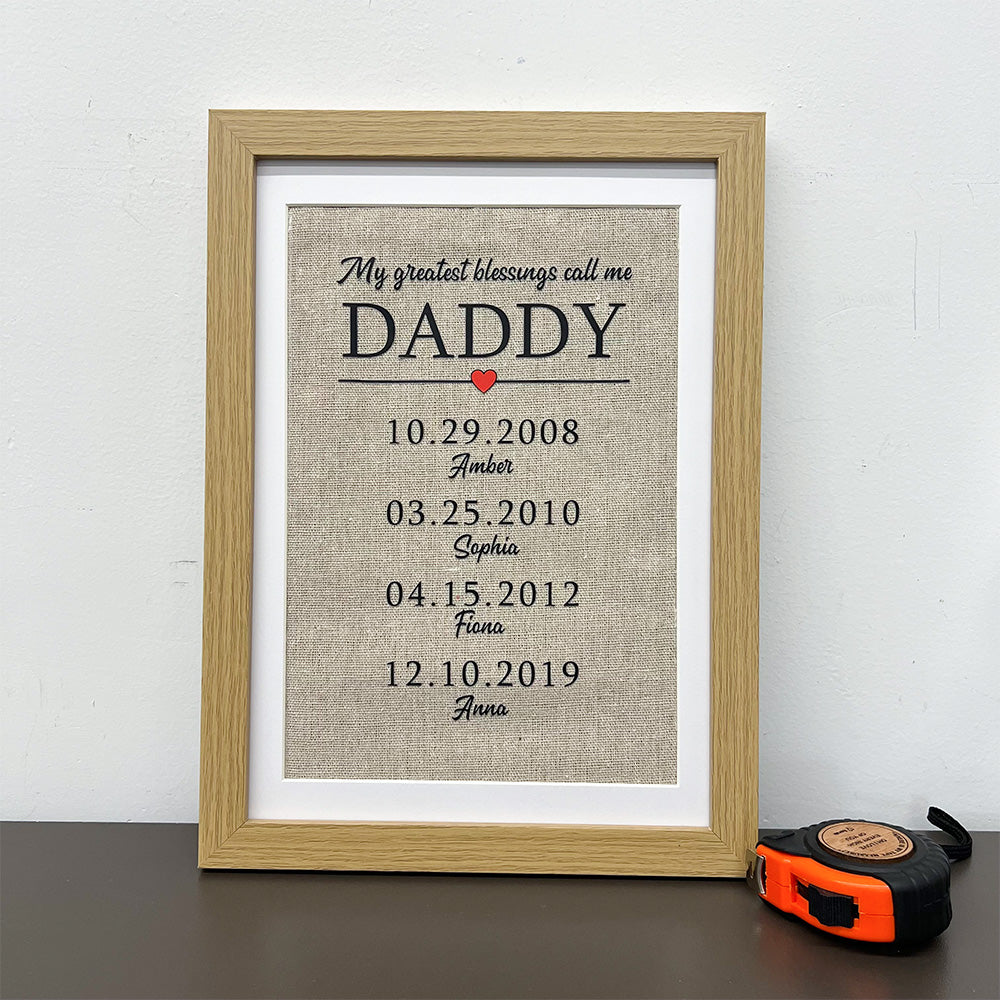 My greatest blessings call me DAD Customized Name Frame