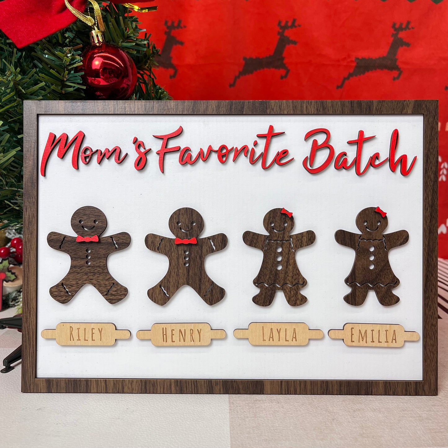 50%OFF⭐️Custom Gingerbread Man Family Name Wooden Frame