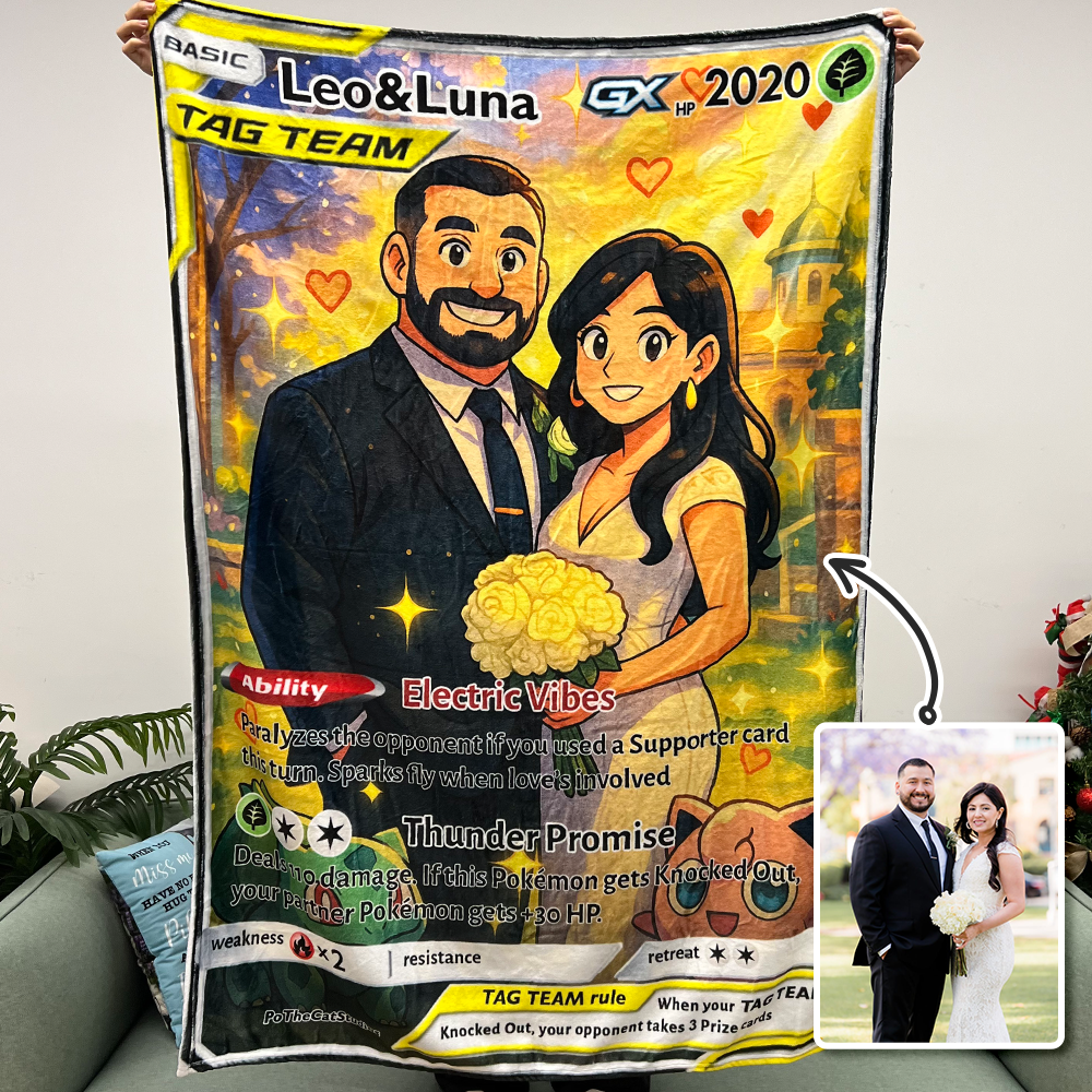 Custom Anime Couple Pokecard Blanket V/Vmax/VSTAR/EX/GX/TRAINER Card Blanket