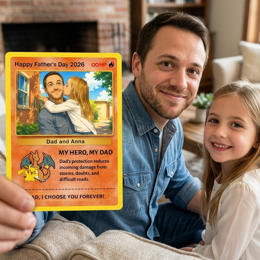 Custom Anime Photo & Sprite "Best Dad Ever" Base Set Card Pokecard