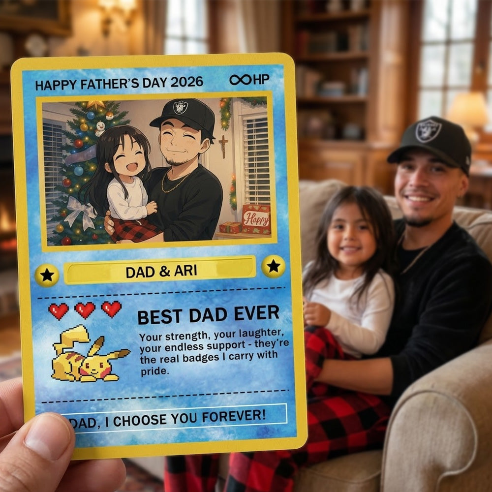 Custom Anime Photo "Best Dad Ever" Trading Card Pokecard