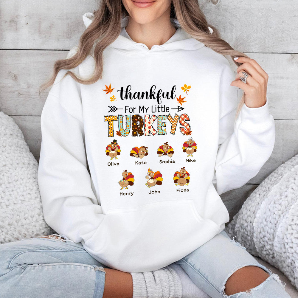 50%OFF⭐️Thankful For My Little Turkeys Sweatshirts with Custom Kids Names