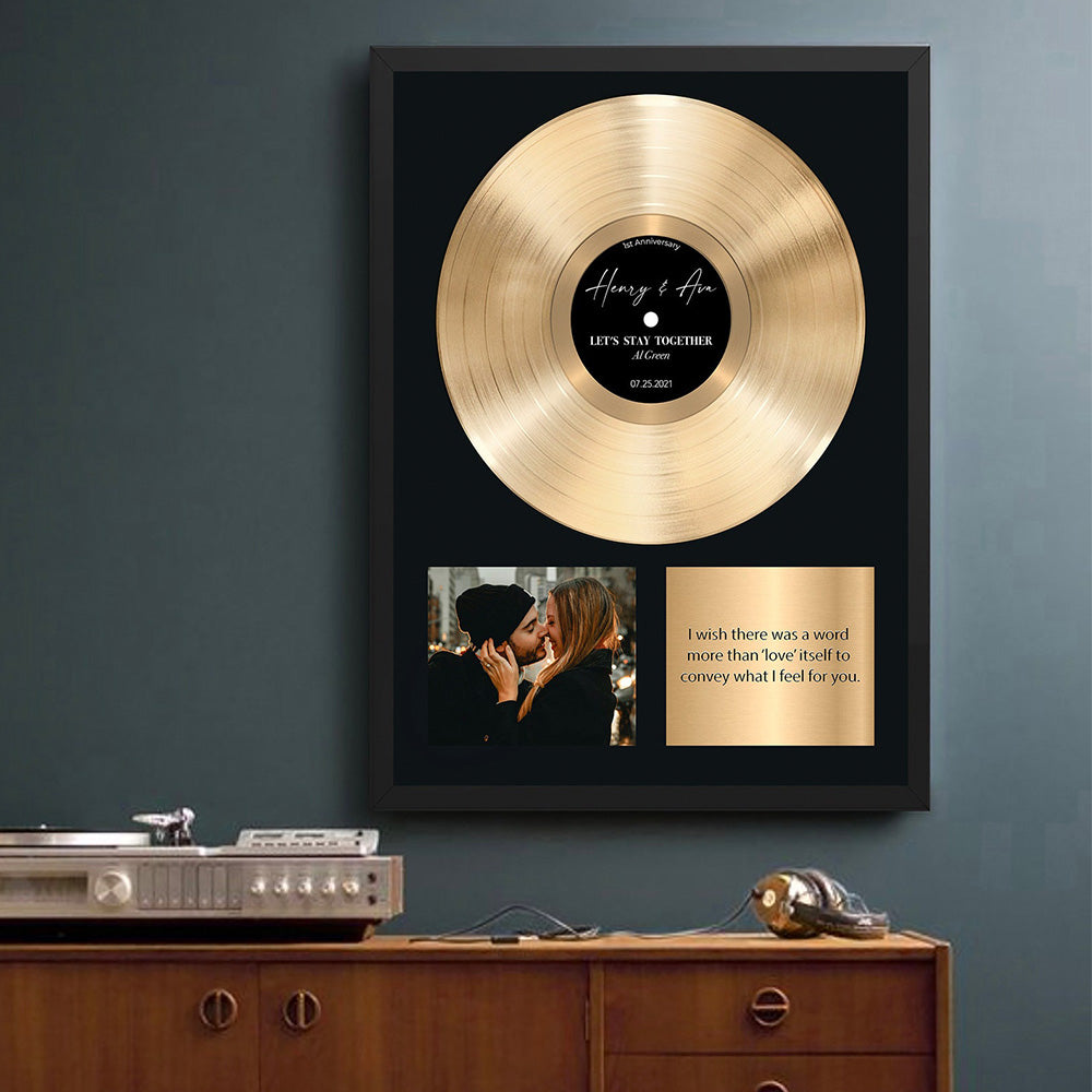 50%OFF⭐️Custom Gold Vinyl Record Frame with Photo and Song