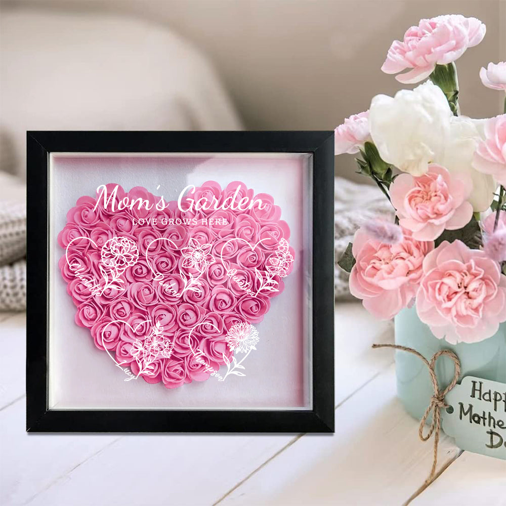 50% OFF✨Personalized Mom's Garden Heart Shaped Eternal Flower Shadow Box