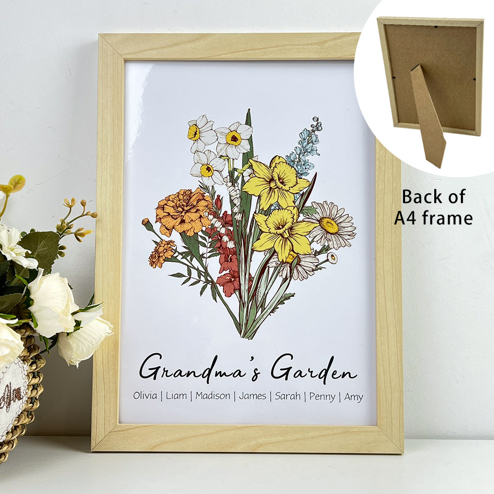 50%OFF⭐️Personalized Birth flower Bouquet Names Frame