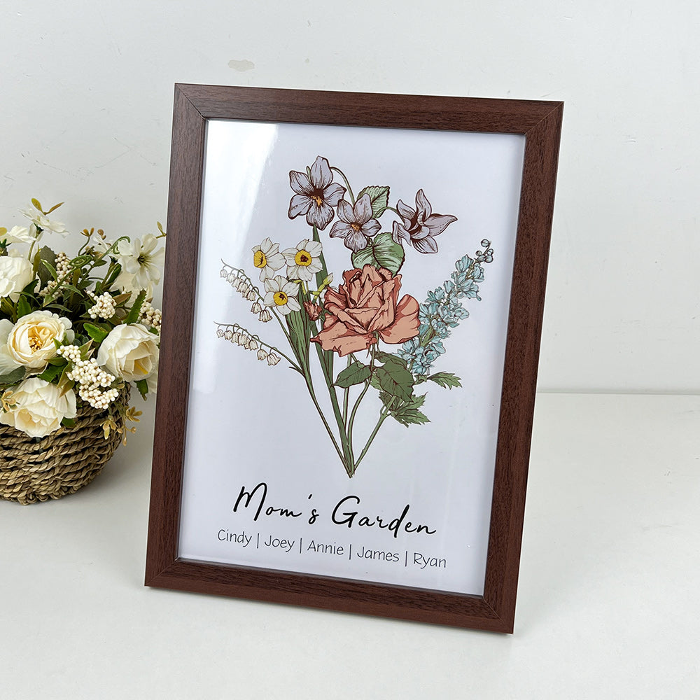 50%OFF⭐️Personalized Birth flower Bouquet Names Frame