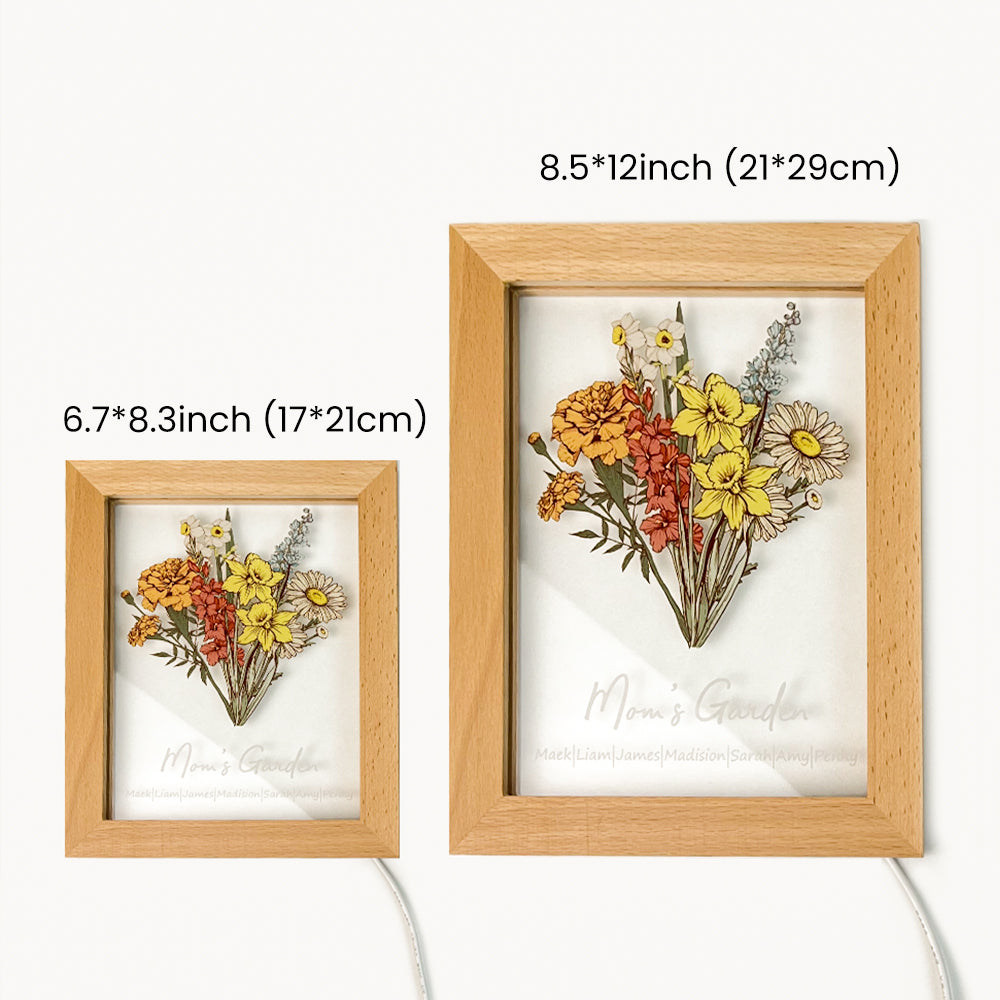 50%OFF⭐️Personalized Birth flower Bouquet Names LED Light