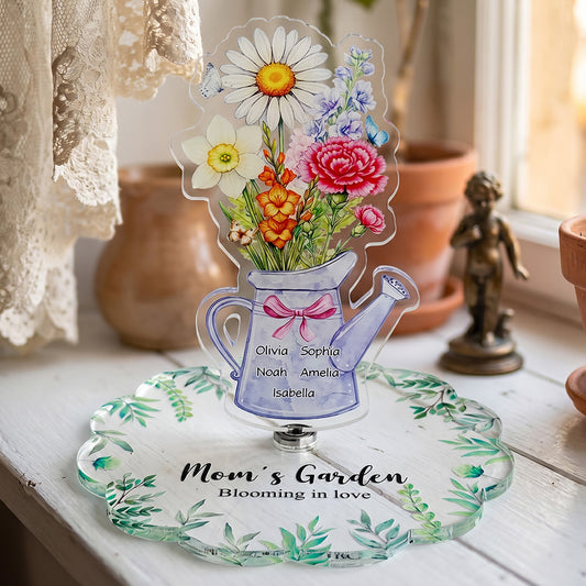 Custom Mom's Garden Acrylic Spinning Standee, Birth Flower Bouquet with Kids Names Mother's Day Gift