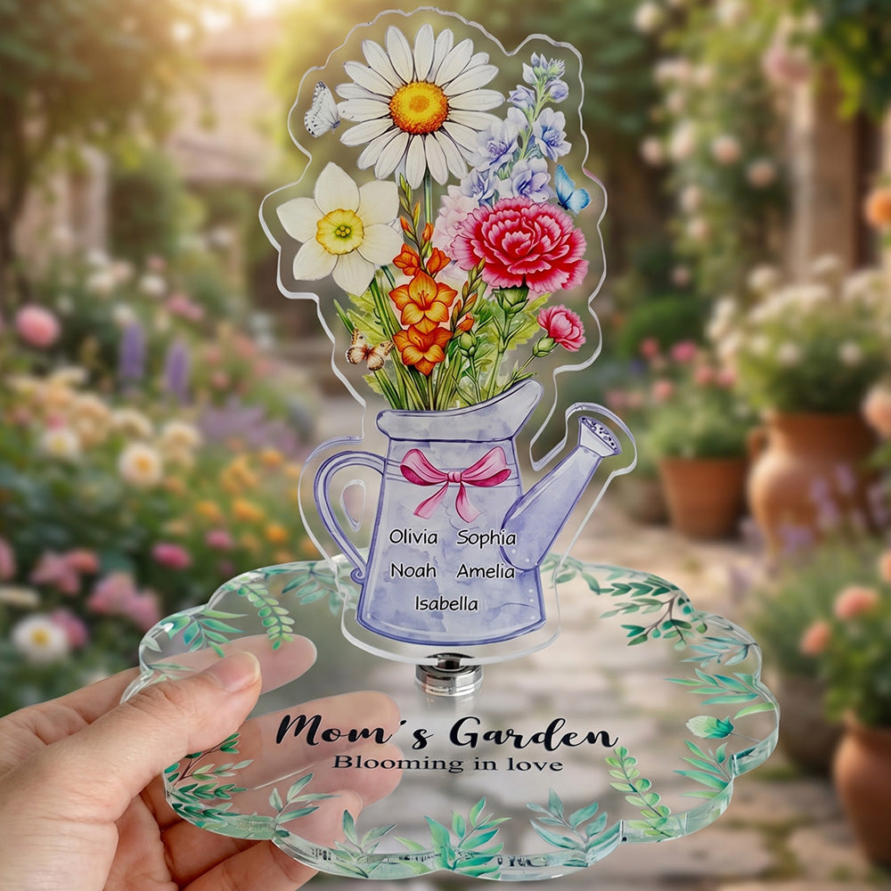 Custom Mom's Garden Acrylic Spinning Standee, Birth Flower Bouquet with Kids Names Mother's Day Gift