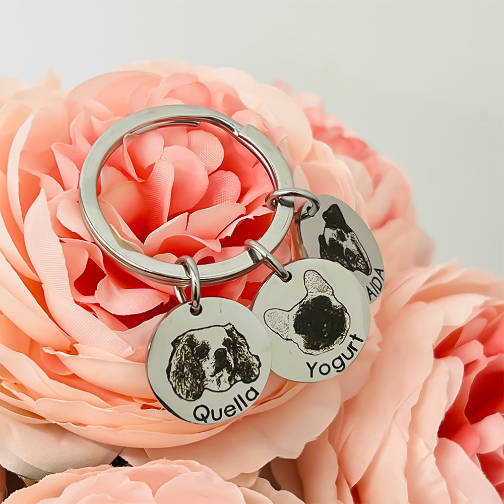 Personalized Keychain Dog Pet Portrait Keychain Pet Lovers Gift