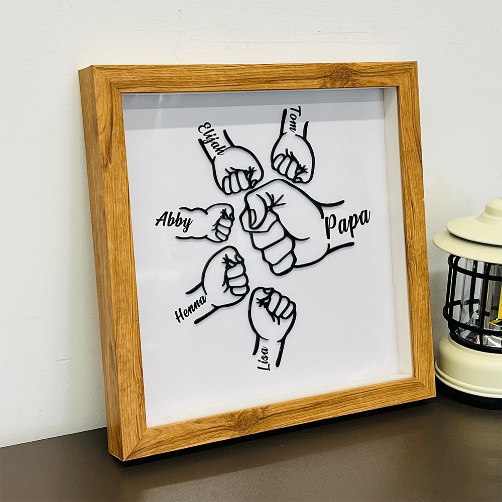 Personalized Fist Bump Dad and Kids Framed Sign