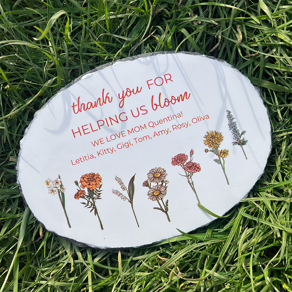 Love Blooms Here Personalized Round Garden Stone With Stand