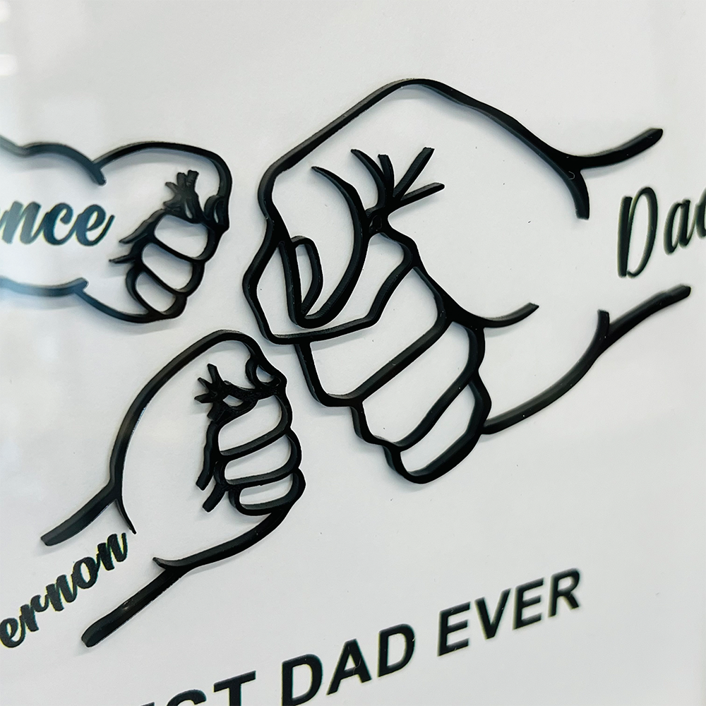 Personalized Fist Bump Dad and Kids Framed Sign