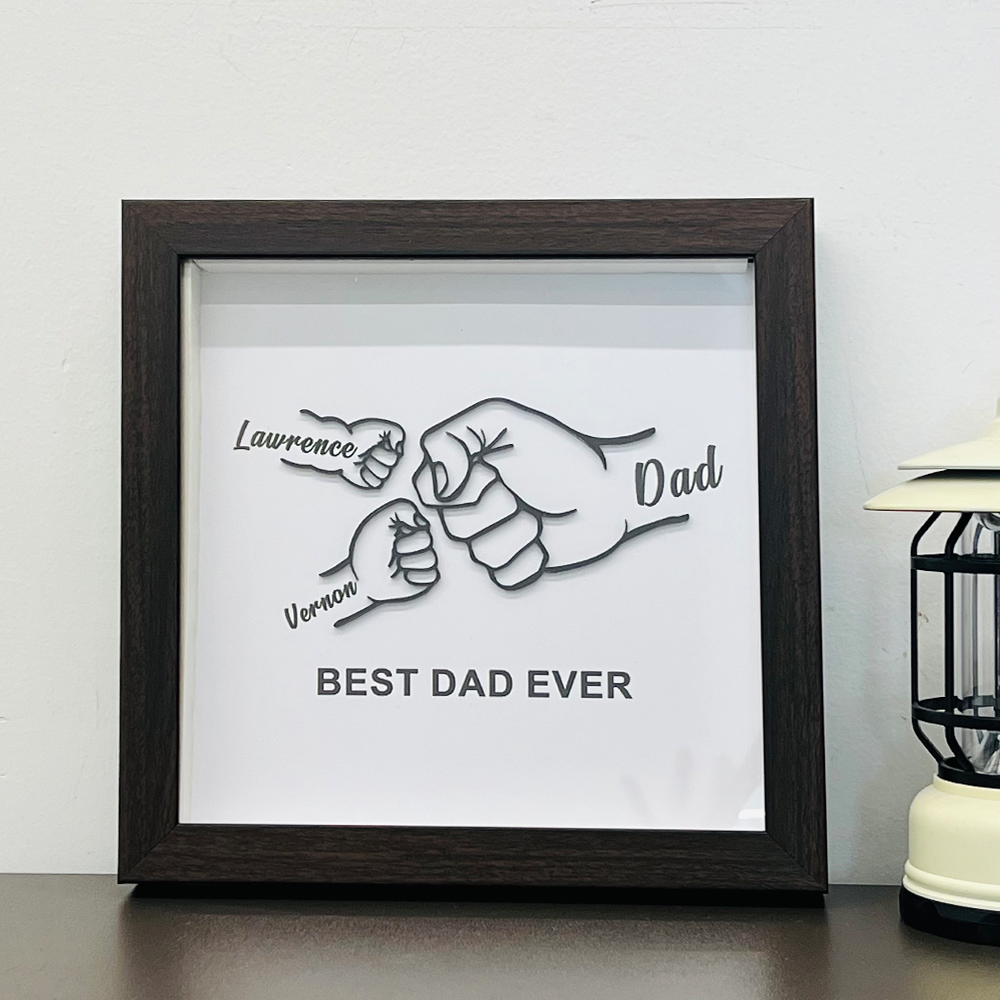 Personalized Fist Bump Dad and Kids Framed Sign