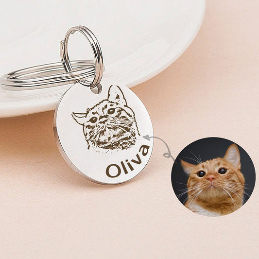 Personalized Keychain Dog Pet Portrait Keychain Pet Lovers Gift