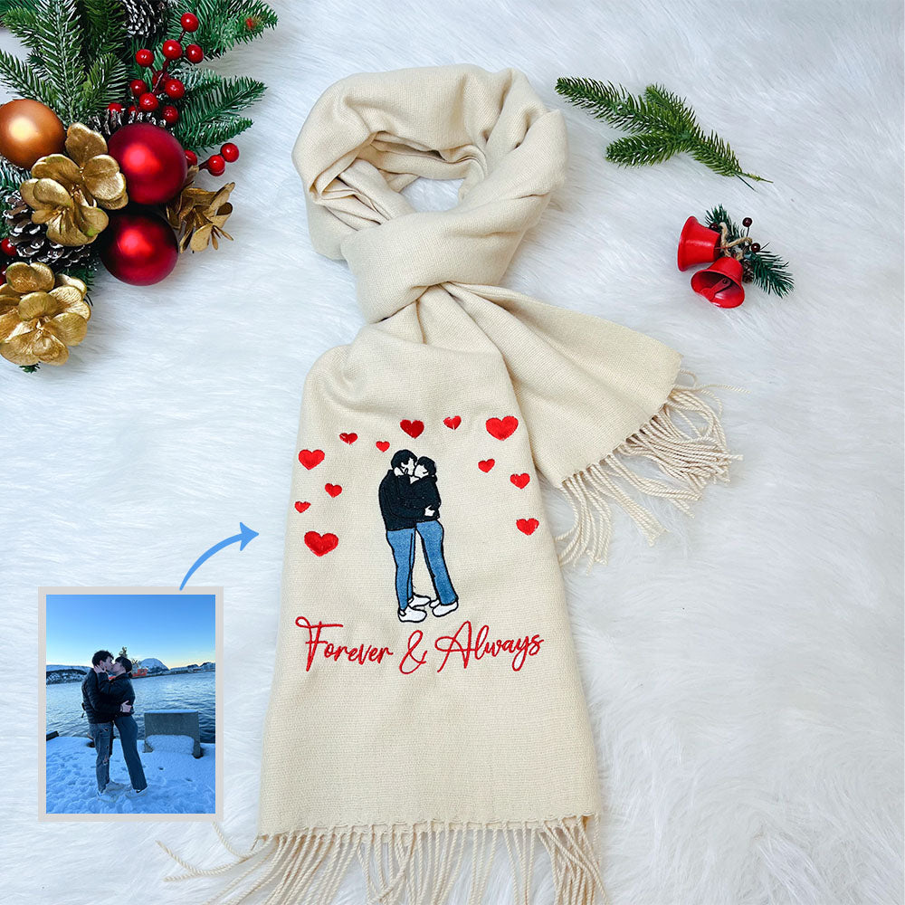 50%OFF⭐️Personalized Photo Embroidered Couple Scarf