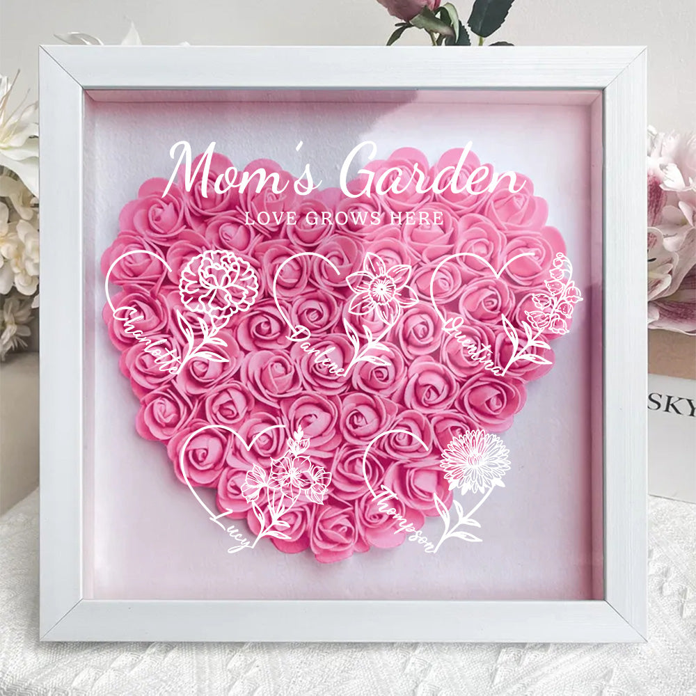 50% OFF✨Personalized Mom's Garden Heart Shaped Eternal Flower Shadow Box