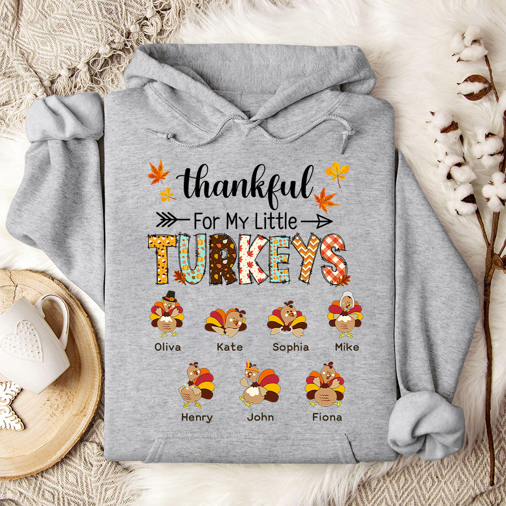 50%OFF⭐️Thankful For My Little Turkeys Sweatshirts with Custom Kids Names