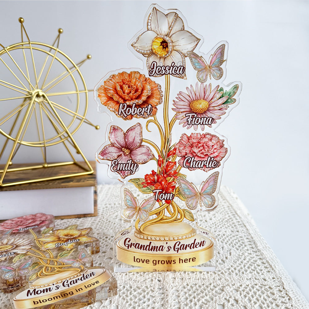 50%OFF⭐️Personalized Mom's Garden Birth Month Diamond Flower Acrylic Block Plaque