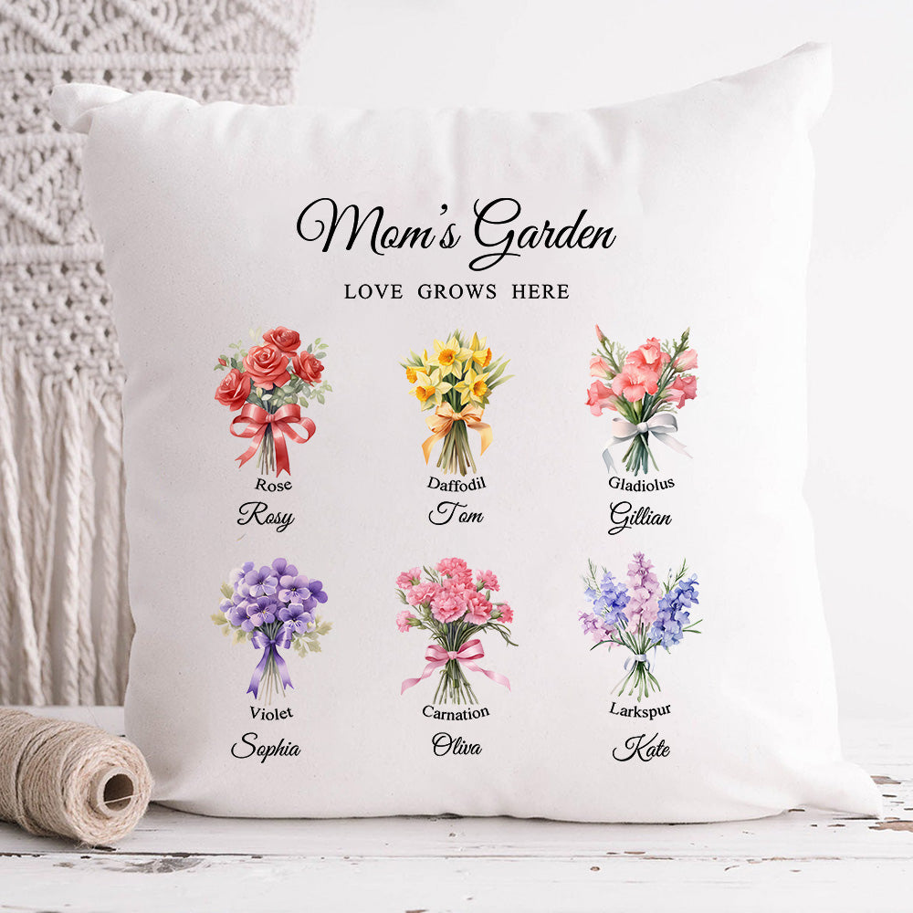 50%OFF⭐️Birth Flower Bouquet With Date Customized Pillow Cushion