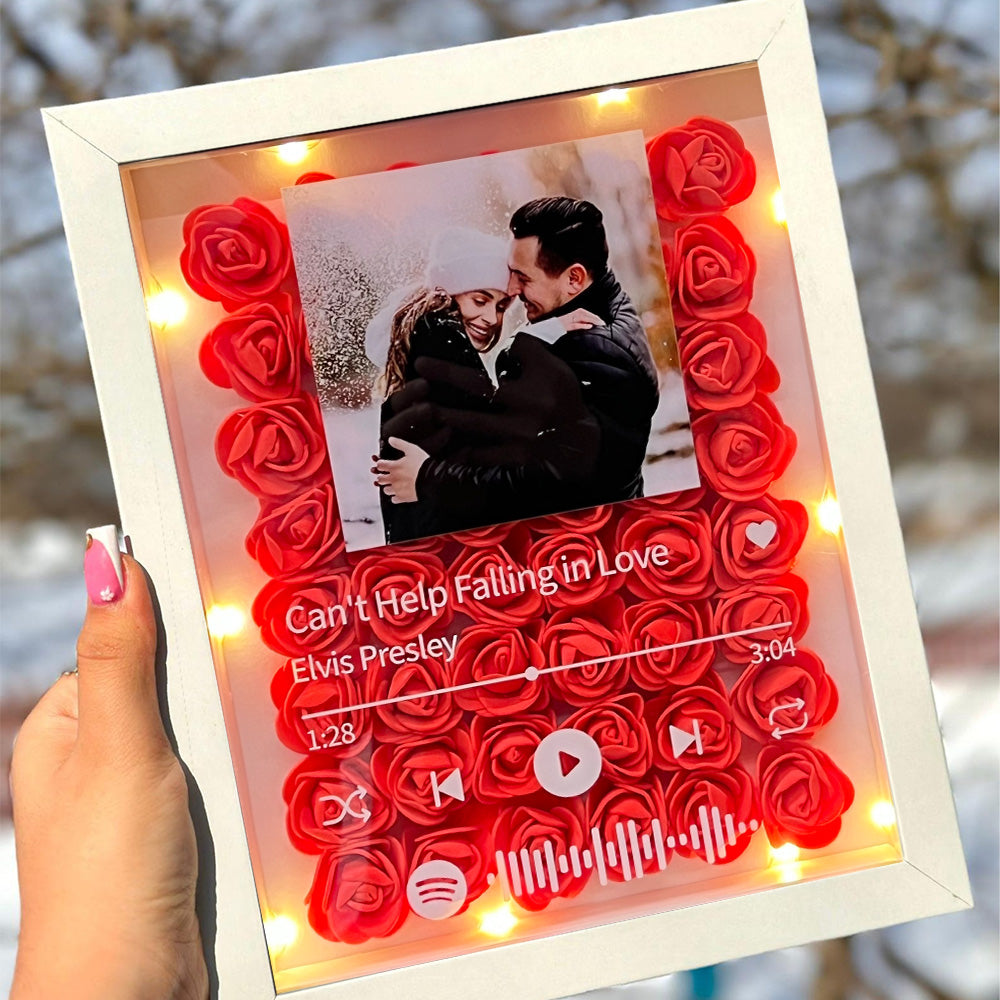 50%OFF⭐️Personalized Spotify Music Flower Shadow Box with Photo for Couples