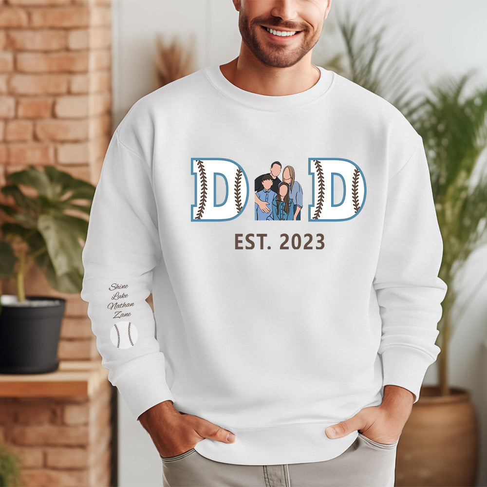 Personalized Embroidered Baseball Hoodie Sweatshirt With Kid's Names For Dad