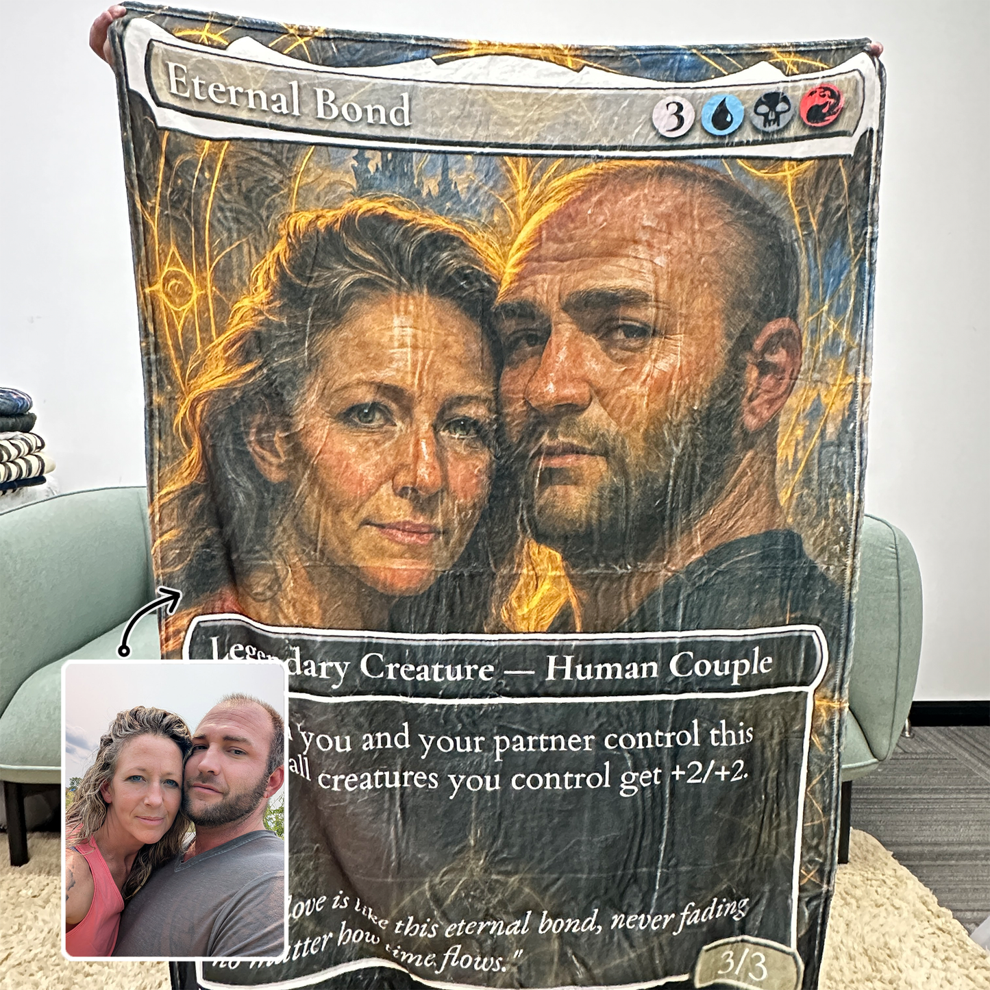 Custom Anime Couple MTG Card Blanket