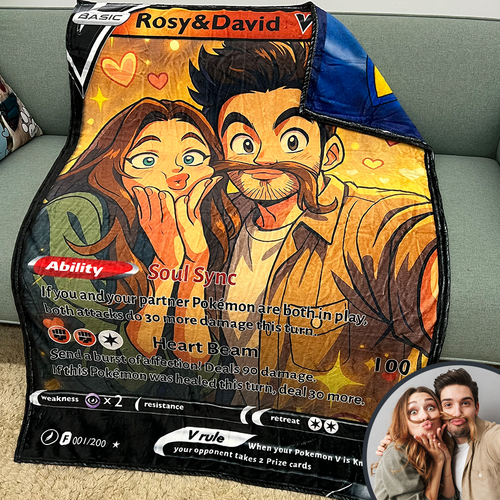 Custom Anime Couple Pokecard Blanket V/Vmax/VSTAR/EX/GX/TRAINER Card Blanket