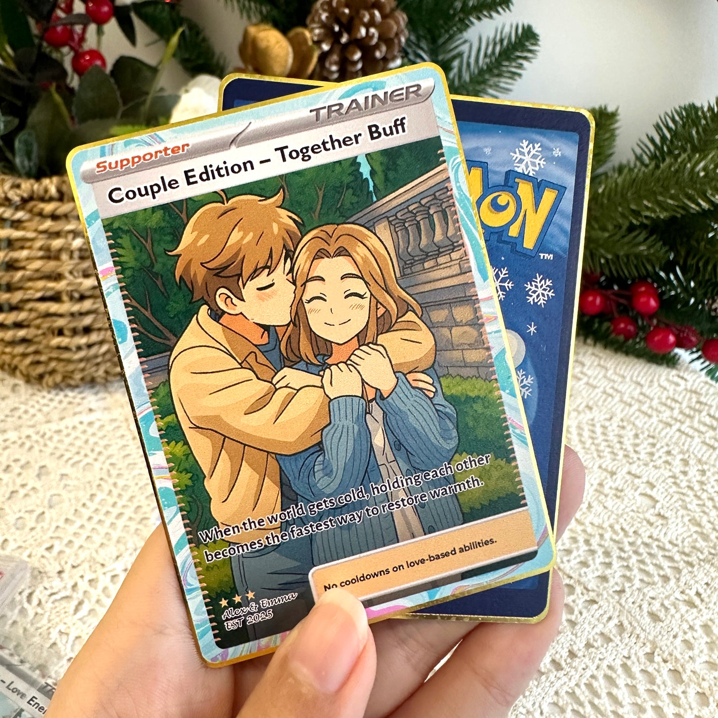 50%OFF🔥Personalized couple anime supporter trainer pokecard Christmas edition card