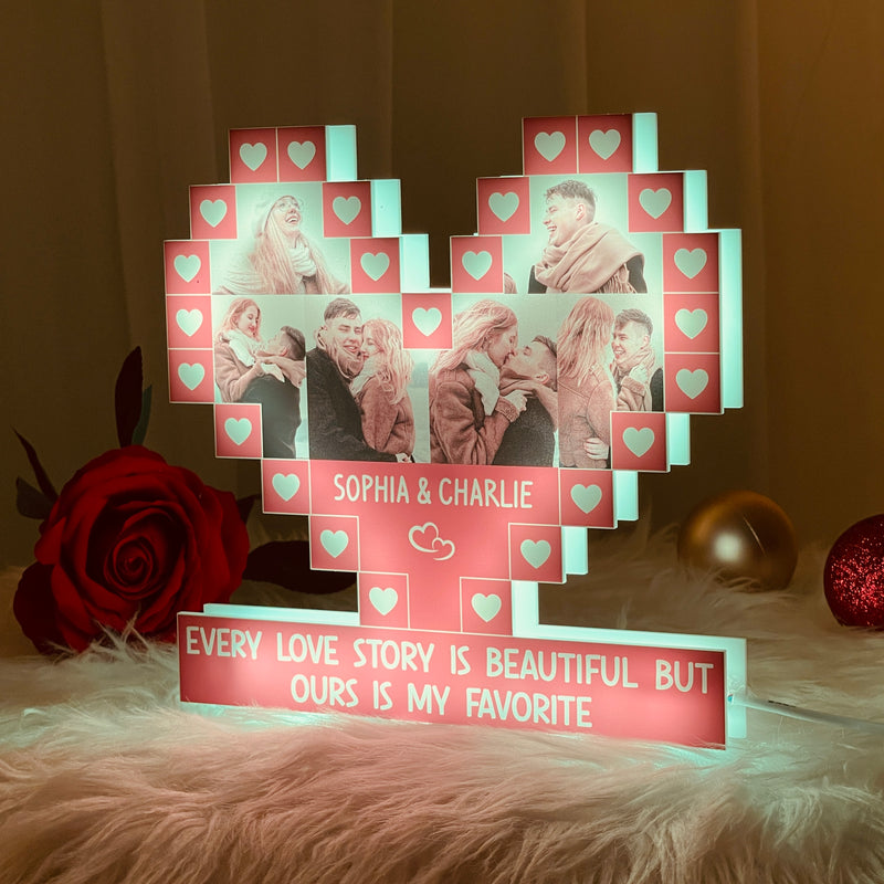 50%OFF❤️Personalized Heart Shape Couple Photo Collage Lamp