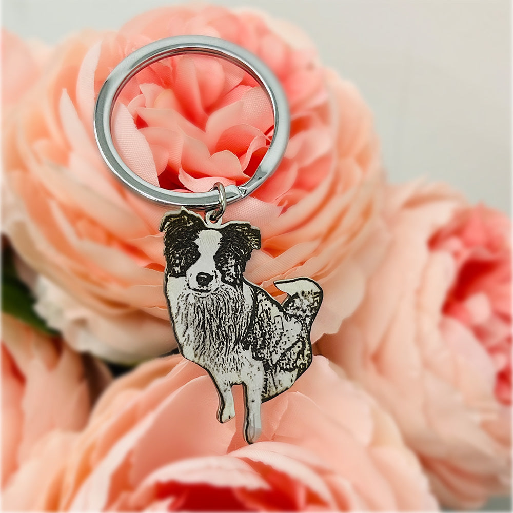 Engraved Pet Keychain Custom Pet Charm Handmade From Real Photo