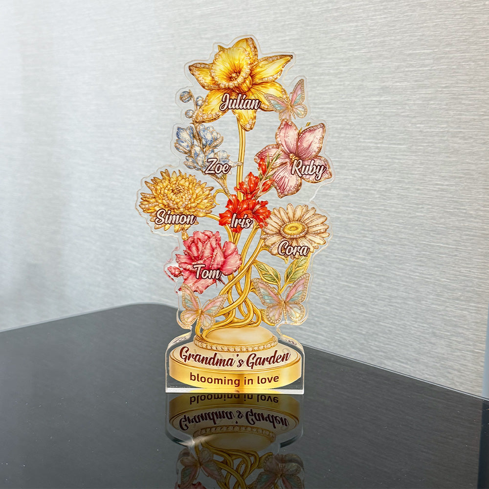 50%OFF⭐️Personalized Mom's Garden Birth Month Diamond Flower Acrylic Block Plaque