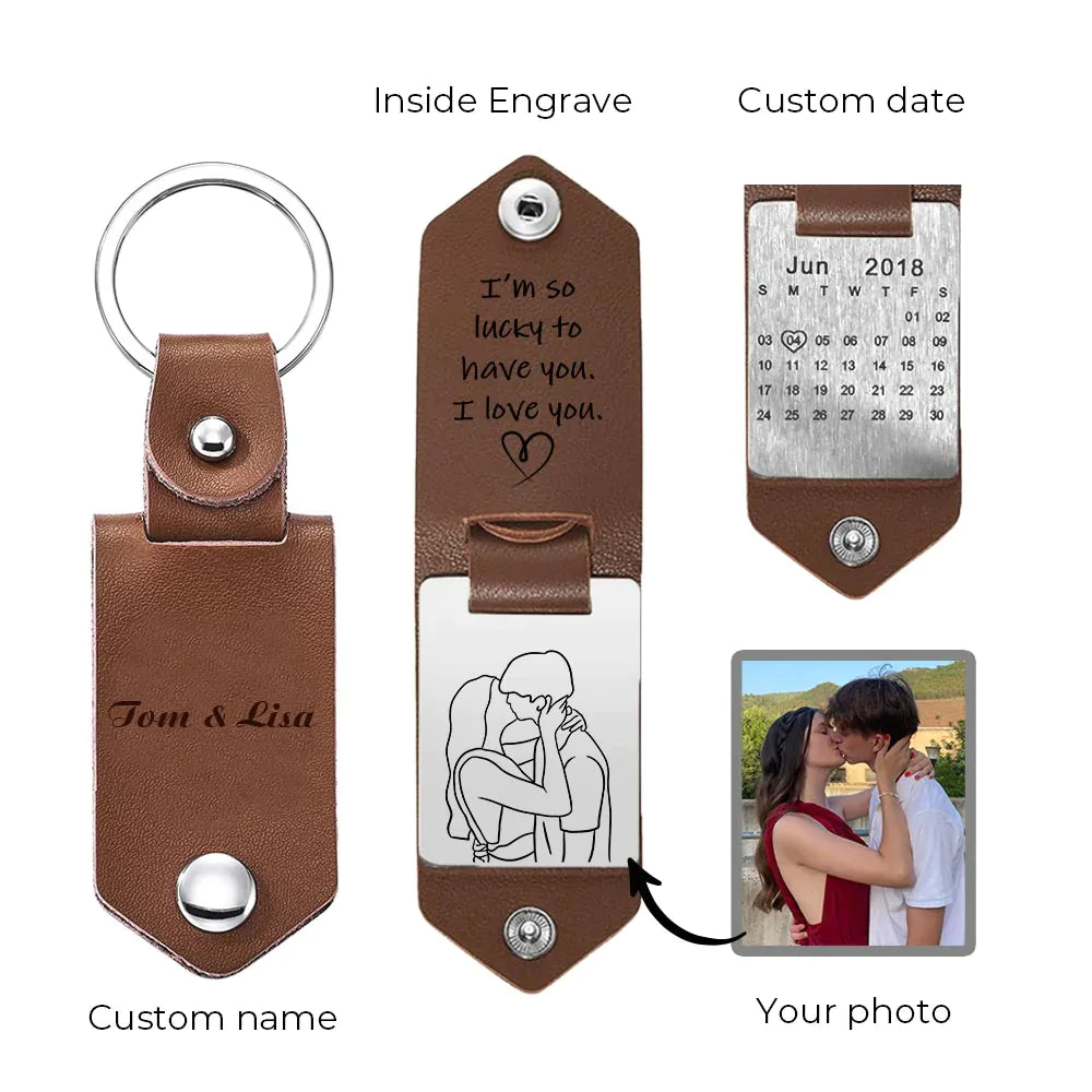 Drive Safe My Love, Custom Leather Keychain