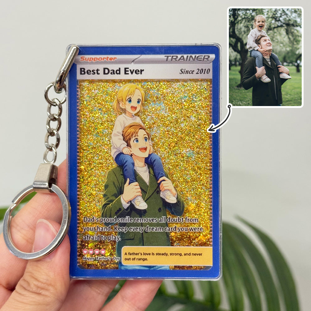 50%OFF🔥Best Dad Ever Flowing Glitter Trainer Card, Father's Day Gift