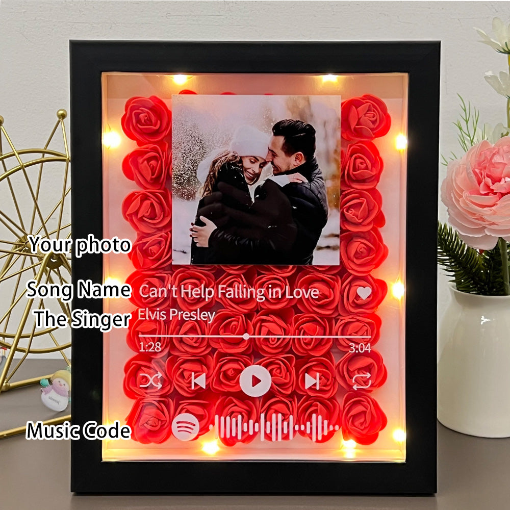 50%OFF⭐️Personalized Spotify Music Flower Shadow Box with Photo for Couples