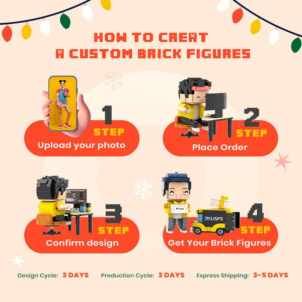 Customizable 2 People Full Body  Photo Frame Brick Figures Small Particle Brick Gifts