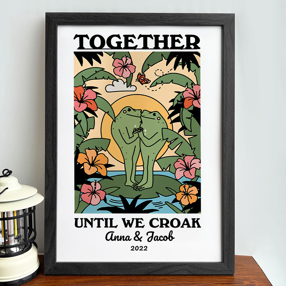 50%OFF⭐️Personalized Frog Illustration Print Frame Together Until We Croak Style 4