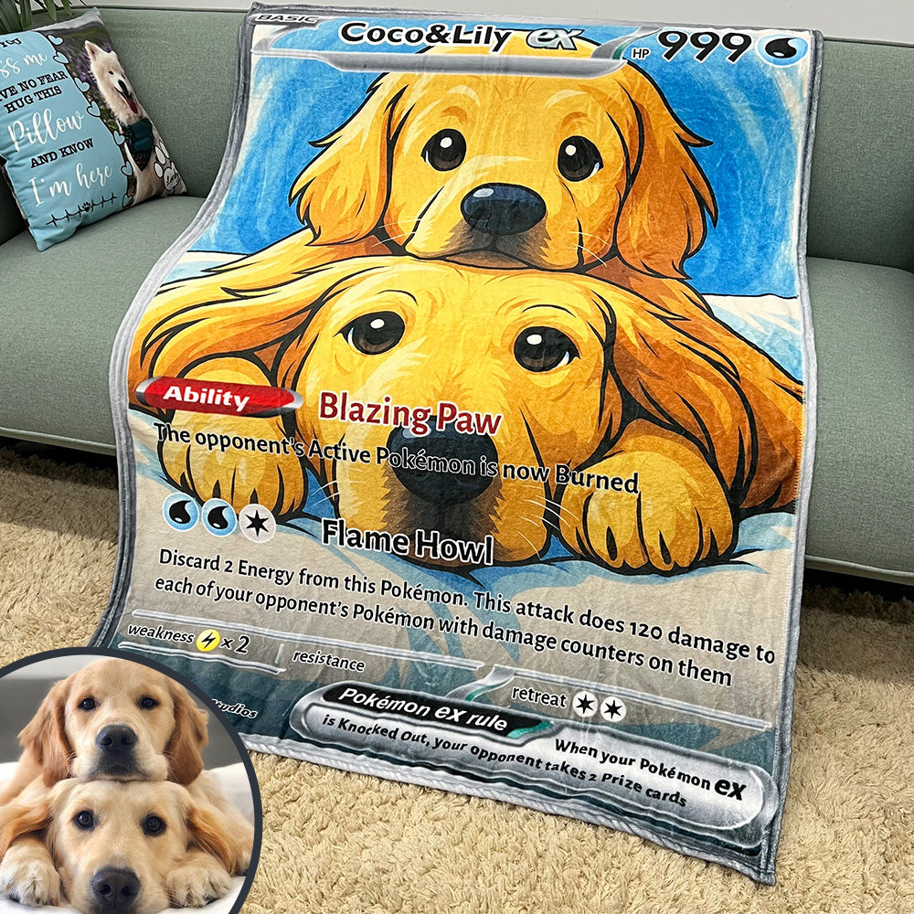 50% OFF🤩Personalized Pet Anime Art Blanket Trading Card Style