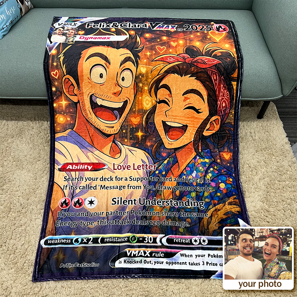 Custom Anime Couple Pokecard Blanket V/Vmax/VSTAR/EX/GX/TRAINER Card Blanket