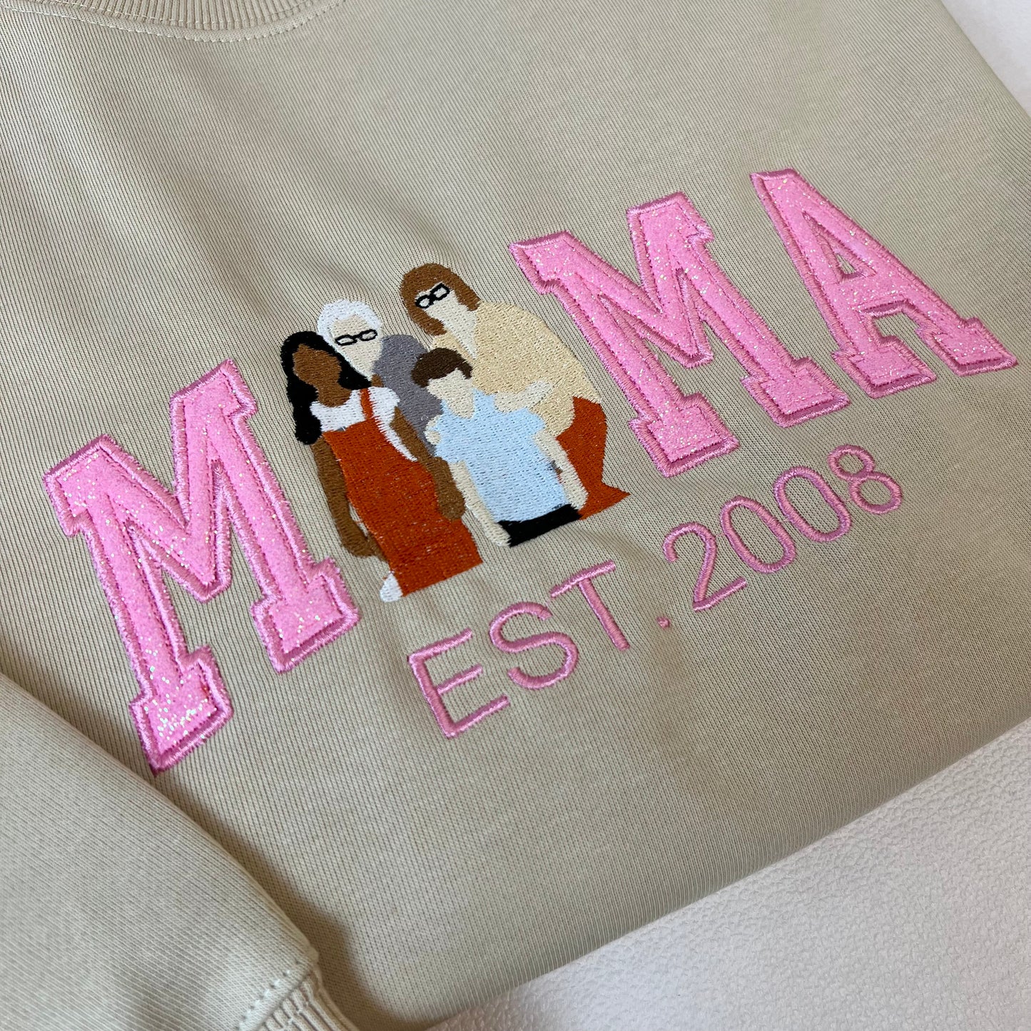 Personalized Embroidered Family Photo Glitter Hoodie Sweatshirt