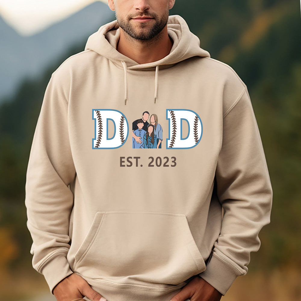 Personalized Embroidered Baseball Hoodie Sweatshirt With Kid's Names For Dad