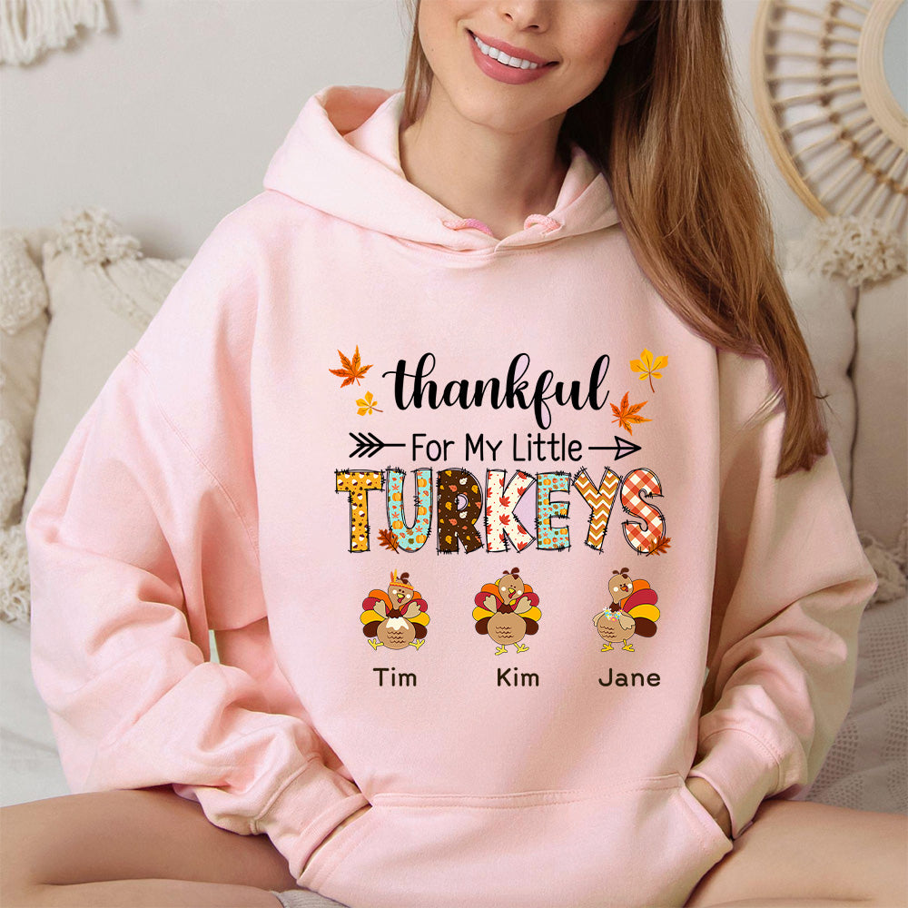 50%OFF⭐️Thankful For My Little Turkeys Sweatshirts with Custom Kids Names