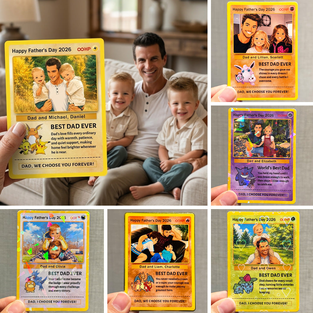 Custom Anime Photo & Sprite "Best Dad Ever" Base Set Card Pokecard